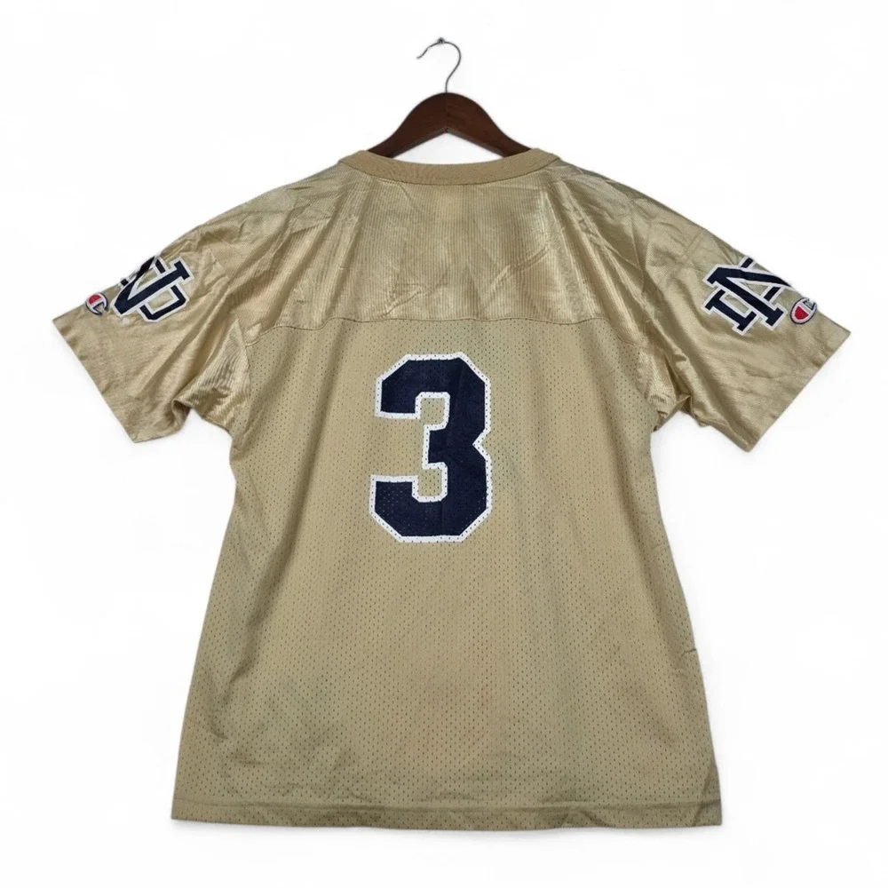 VTG 90s Champion Notre Dame Jersey Youth XL 18-20 Gold Mesh Made in USA #3 Irish